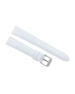 18mm White Glossy Crocodile Print Padded Stitched Leather Watch Band