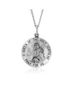 Silver "O Queen of the Holy Scapular" Medallion Pendant