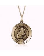 14K Yellow Gold Saint Peter Medallion Pendant