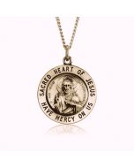 14K Yellow Gold "Sacred Heart of Jesus" Medallion Pendant