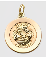 14K Yellow Gold Baptism Medallion Pendant