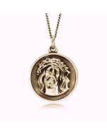 14K Yellow Gold Jesus Medallion Pendant