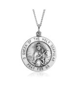 Silver "O Queen of the Holy Scapular" Large Medallion Pendant