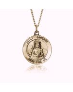 14K Yellow Gold Saint Barbara Medallion Pendant