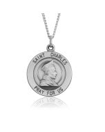 Silver Saint Charles Medallion Pendant