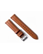 18mm Brown Plain Padded Stitched Style Leather Watch Band