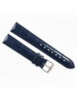 18mm Navy Blue Glossy Crocodile Print Padded Stitched Leather Watch Band