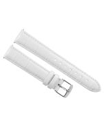 18mm White Glossy Crocodile Print Padded Stitched Leather Watch Band