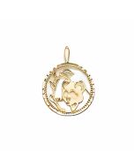 10K Yellow Gold Bear's Head in a Circle Pendant