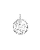 Silver Bear's Head in a Circle Pendant