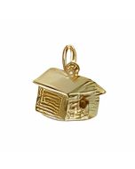 10K Yellow Gold 3D Birdhouse Charm