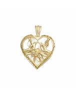 10K Yellow Gold Birds in a Heart Pendant