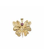 10K Yellow Gold Stone Amethyst Butterfly Pendant