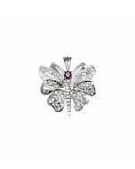 Silver Stone Amethyst Butterfly Pendant