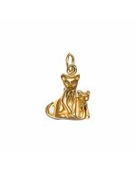 10K Yellow Gold Cat and Kitten Charm