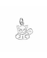 Silver Angry Cat Charm