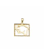 10K Yellow Gold Cougar's Face in a Square Pendant