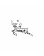 Silver 3D Leaping Deer Charm