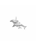 Silver Dolphins Swimming Pendant