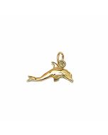 10K Yellow Gold 3D Swimming Dolphin Charm