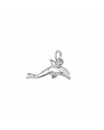 Silver 3D Swimming Dolphin Charm