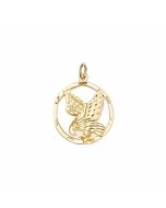 10K Yellow Gold Eagle in a Circle Pendant