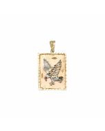 10K Two Tone Eagle in a Rectangular Pendant