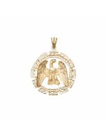 10K Yellow Gold Proud Eagle in a Circle Pendant