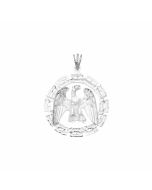 Silver Proud Eagle in a Circle Pendant