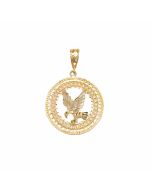 10K Yellow Gold Eagle in a Circle Pendant