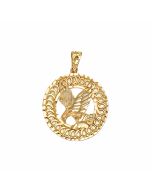 10K Yellow Gold Eagle in a Circle Pendant