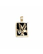 10K Yellow Gold Rectangular Onyx Eagle Pendant
