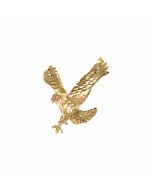 10K Yellow Gold Red Eye Eagle Pendant