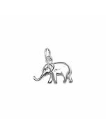 10K White Gold 3D Elephant Charm