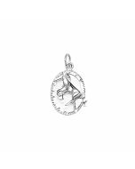 Silver Front Knees Raised Horse in a Circle Charm