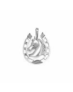 Silver Horse's Head in a Horseshoe Pendant