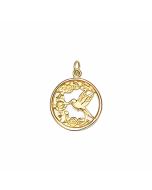 10K Yellow Gold Hummingbird in a Circle Pendant