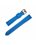 16mm Blue and White Stitched Silicone Watch Band with Quick Release Pins