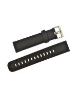 20mm Black Plain Silicone Watch Band with Extra Adjustment Holes and Quick Release Pins
