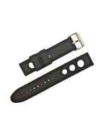 20mm Heavy Duty Black and Black Stitched Silicone Watch Band with Quick Release Pins