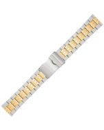 Two Tone Metal 22mm Lentil Bean Style Long Buckle Watch Strap