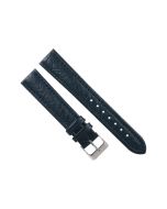 18mm Navy Scratched Style Padded Stitched Leather Watch Band