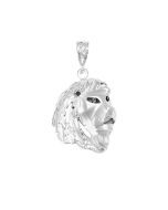 Silver Big Red Eyes Lion Pendant