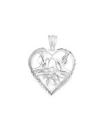 Silver Birds in a Heart Pendant