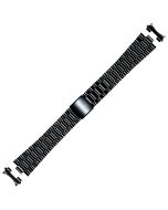 Black Metal 18mm Curved Rollo With Lines Style Buckle Watch Strap