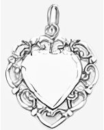 10K White Gold Victorian Heart Charm