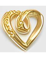 10K Yellow Gold Curled Floating Heart Pendant