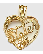 10K Yellow Gold  "Sister"  Heart Pendant