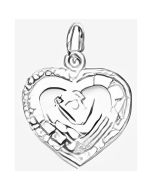 Silver Heart With Rose Charm