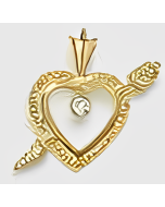 10K Yellow Gold Bow & Arrow Heart C.Z. Pendant